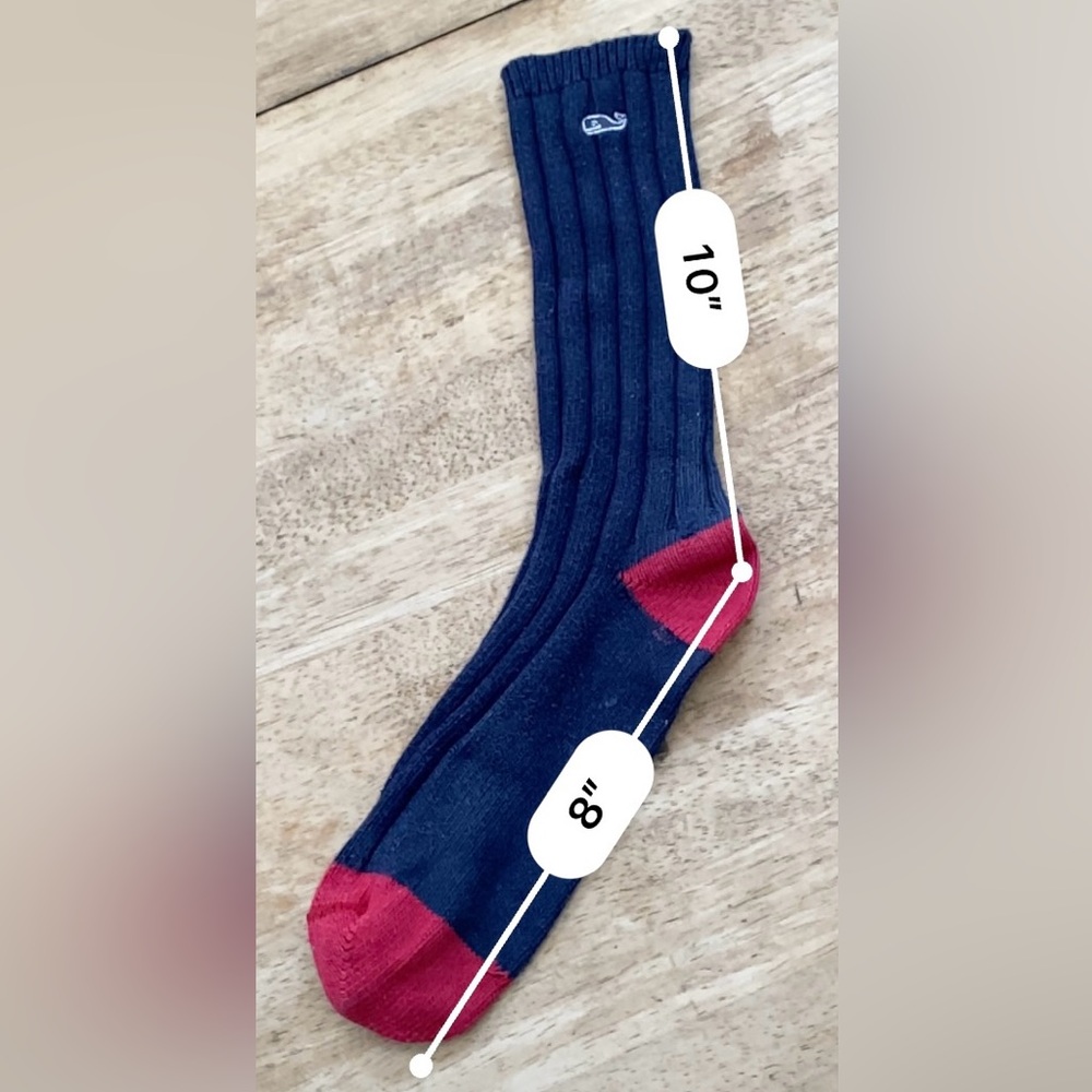 Vineyard Vines Adult OS Navy/Red Cotton Ribbed Boot Sock - Picture 5 of 6